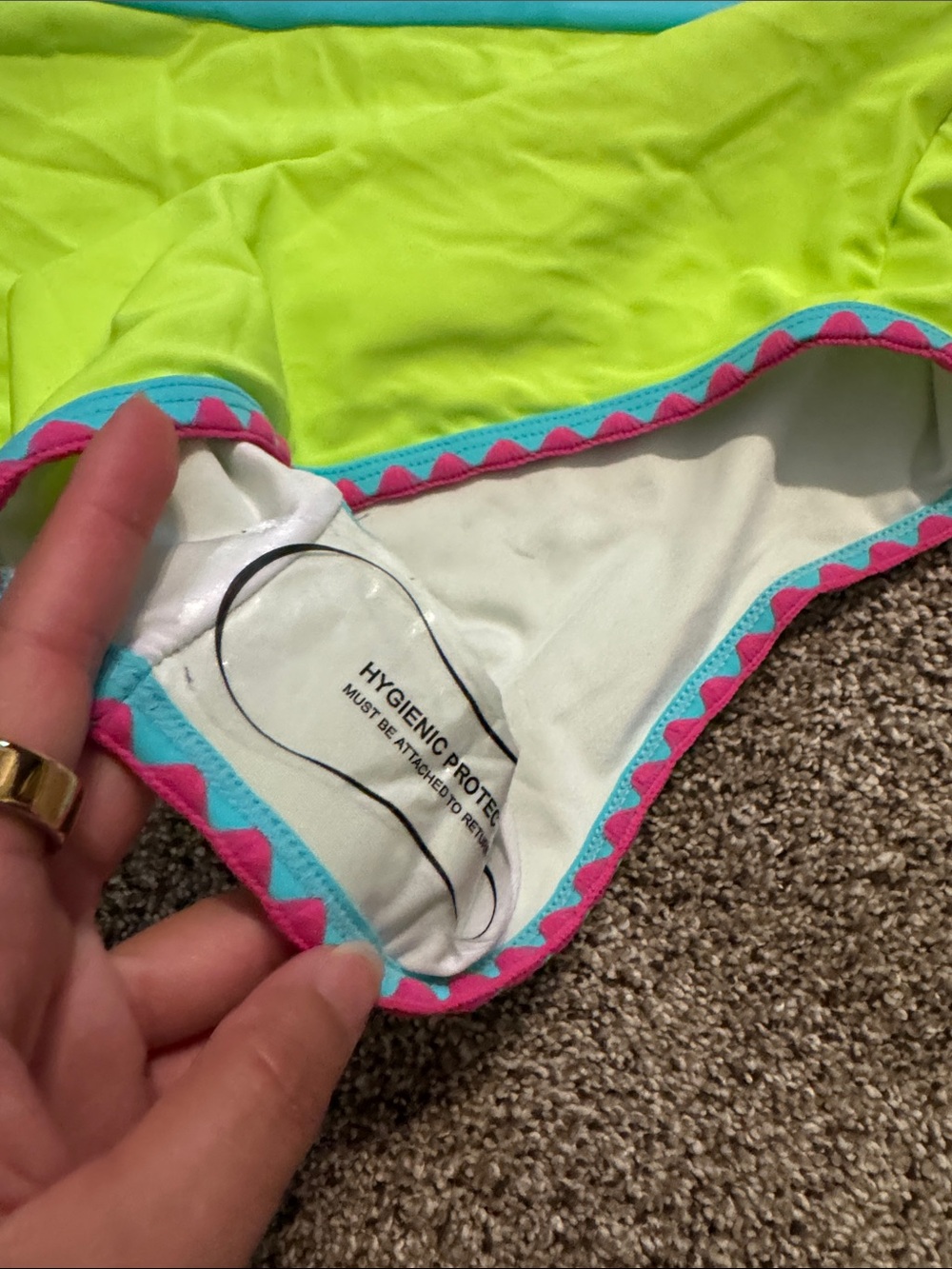 NWT Popvil One-Shoulder Neon Pink and Lime Colorblock One-Piece Swimsuit S - Picture 4 of 5